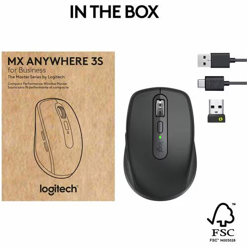 Logitech MX Anywhere 3S for Business | Wireless Productivity Mouse | Graphite (910-006956)