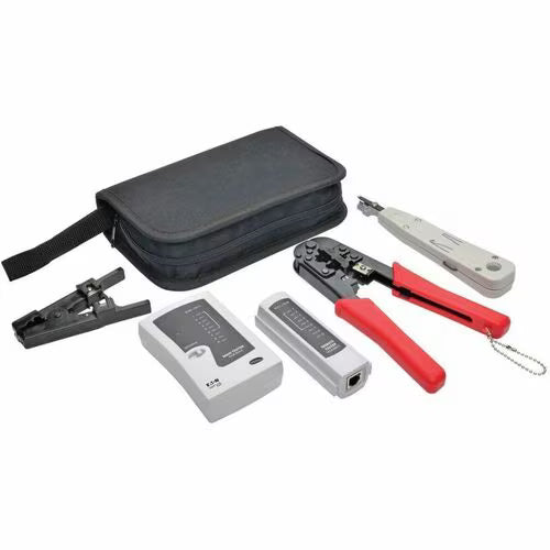 Eaton 4PC Network Installer Tool Kit (T016-004-K) | Cable Tester, Crimper & Punchdown Kit