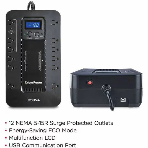 Cyberpower EC850LCD | UPS – Basic (850VA) Standby Battery Backup with LCD